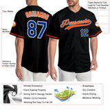 Custom Black Royal-Orange Authentic Baseball Jersey