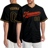 Custom Black Black-Red Authentic Baseball Jersey