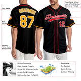 Custom Black Gold-Red Authentic Baseball Jersey