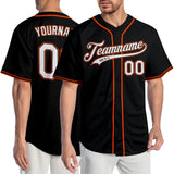 Custom Black White-Orange Authentic Baseball Jersey