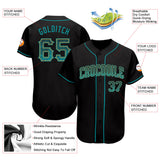 Custom Black Teal-Old Gold Authentic Drift Fashion Baseball Jersey