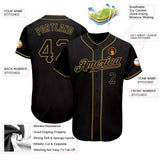 Custom Black Black-Old Gold Authentic Baseball Jersey