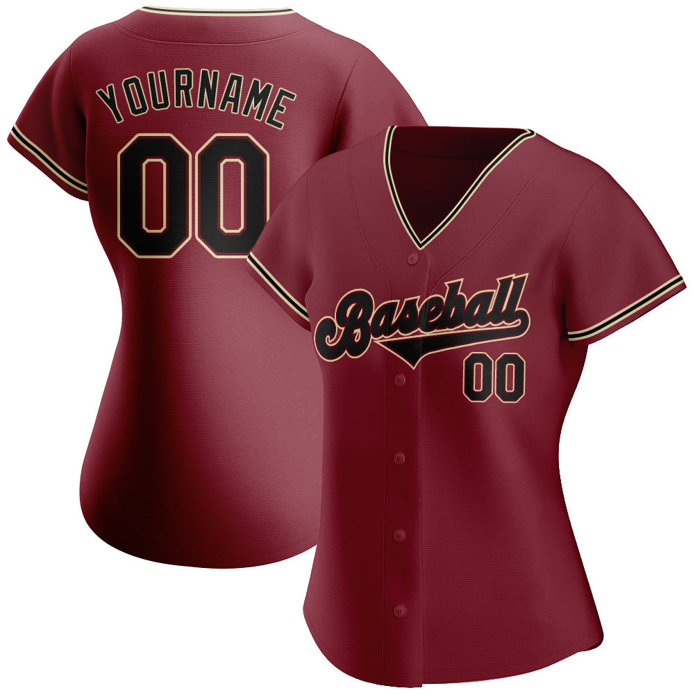 Custom Baseball Jersey Black Cream-Crimson Authentic Two Tone