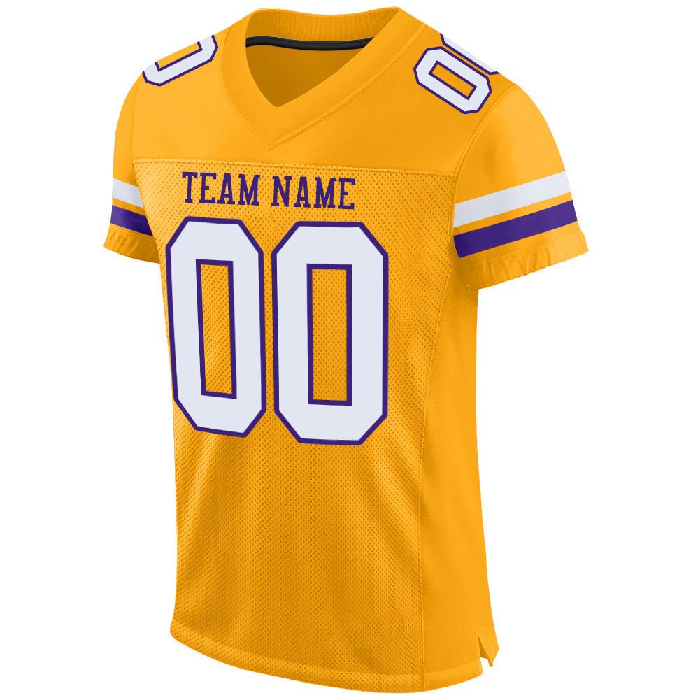 Custom Purple Gold-White Mesh Authentic Football Jersey