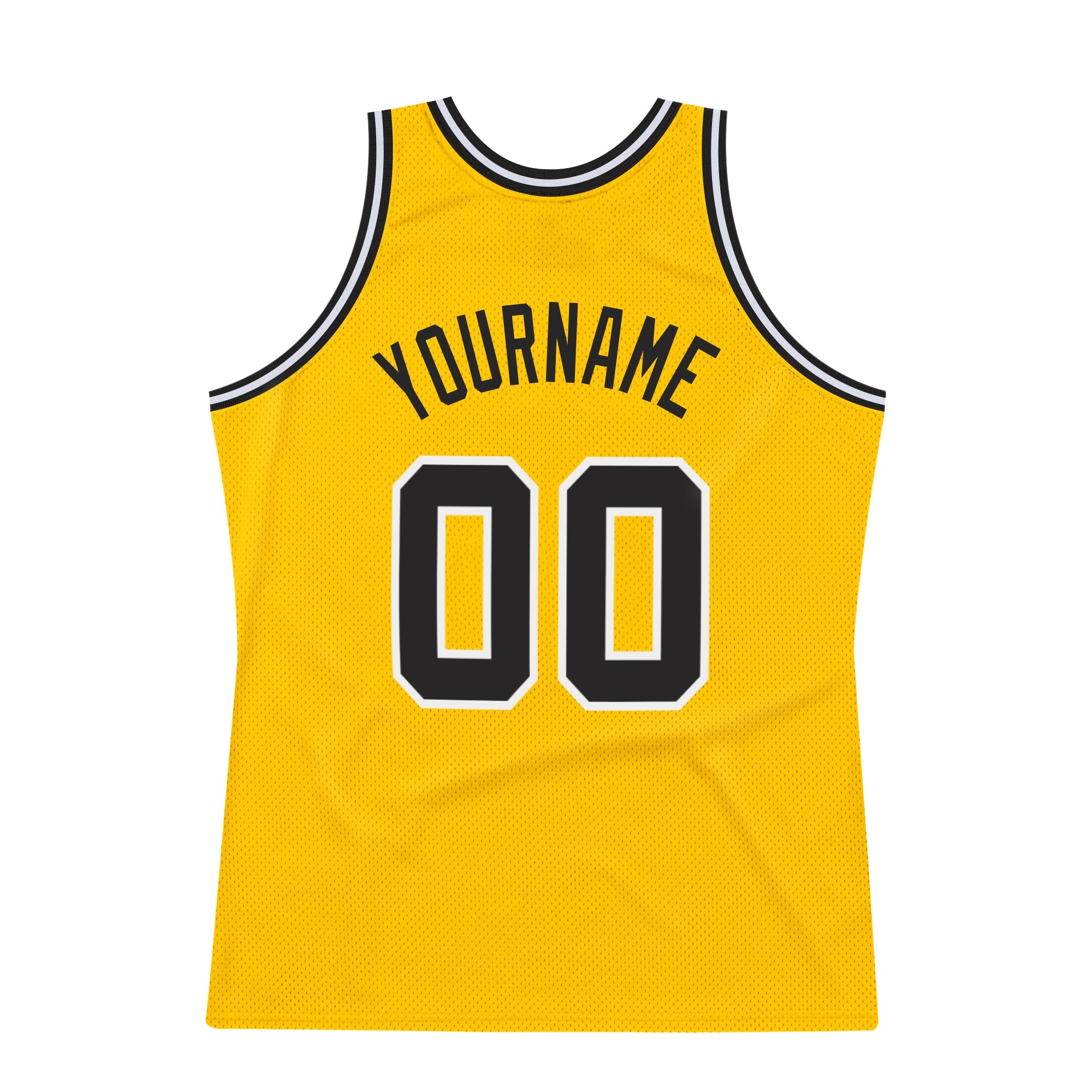 Custom White Black-Gold Authentic Throwback Basketball Jersey