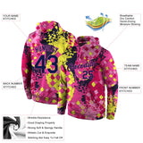 Custom Stitched Graffiti Pattern Navy-Pink 3D Sports Pullover Sweatshirt Hoodie