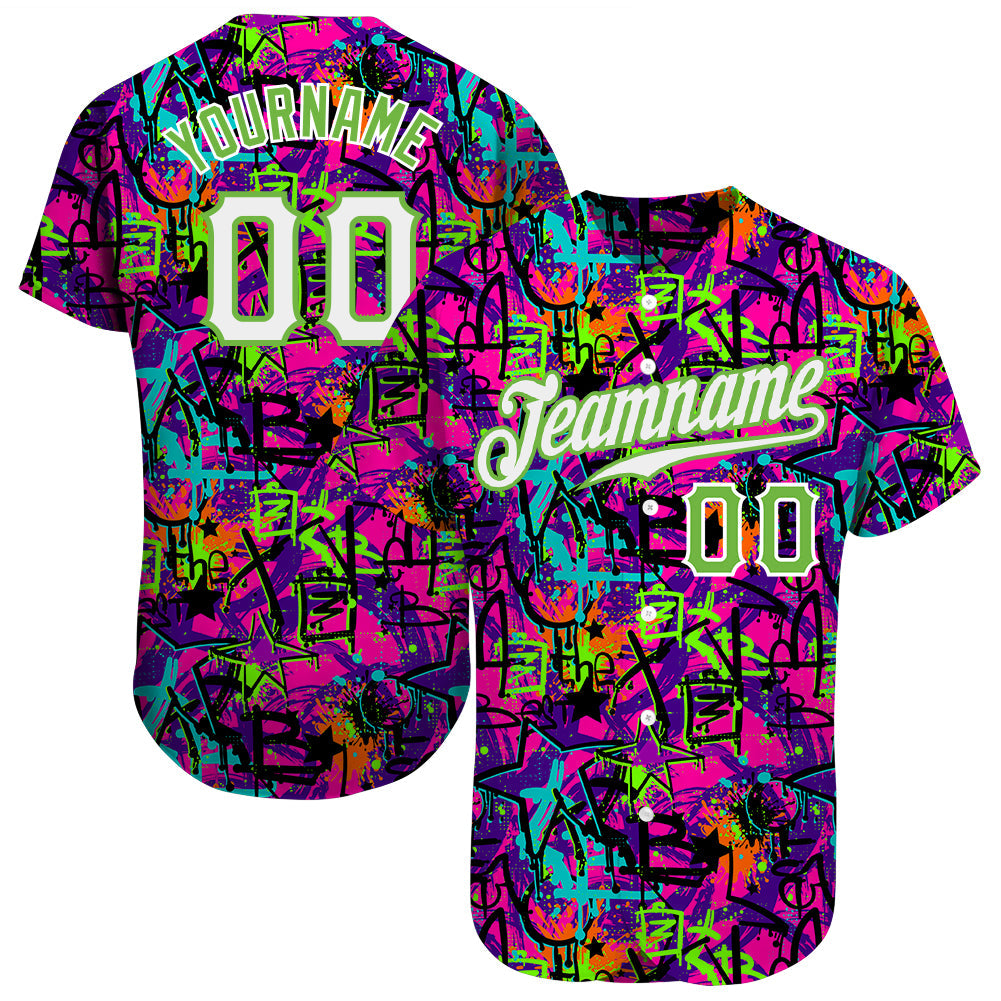 Green Neon Camo Custom Baseball Jersey