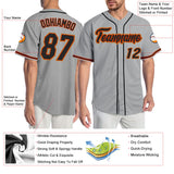 Custom Gray Black-Orange Authentic Baseball Jersey