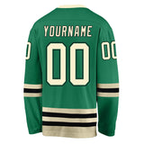 Custom Kelly Green Cream-Black Hockey Jersey