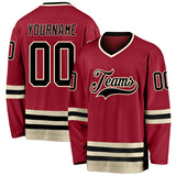 Custom Maroon Black-Cream Hockey Jersey