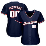 Custom Navy White-Red Authentic Baseball Jersey