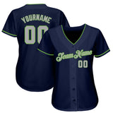 Custom Navy Gray-Neon Green Authentic Baseball Jersey Jersey