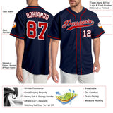 Custom Navy Red-White Authentic Baseball Jersey