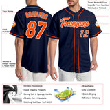 Custom Navy Orange-White Authentic Baseball Jersey