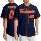 Custom Navy Orange-White Authentic Baseball Jersey