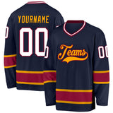 Custom Navy White-Maroon Hockey Jersey