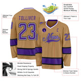 Custom Old Gold Purple-Black Hockey Jersey