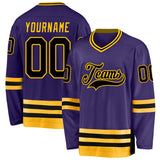 Custom Purple Black-Gold Hockey Jersey