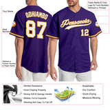 Custom Purple White-Gold Authentic Baseball Jersey