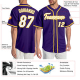 Custom Purple White-Gold Authentic Baseball Jersey