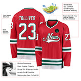 Custom Red White-Green Hockey Jersey