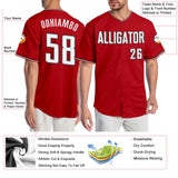 Custom Red White-Black Authentic Baseball Jersey