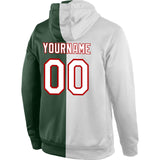 Custom Stitched Green White-Red Split Fashion Sports Pullover Sweatshirt Hoodie