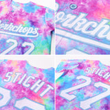 Custom Tie Dye White-Light Blue 3D Watercolor Gradient Authentic Baseball Jersey