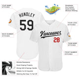 Custom White Black-Red Authentic Baseball Jersey