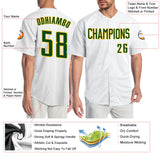 Custom White Green-Gold Authentic Baseball Jersey