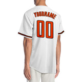 Custom White Orange-Black Authentic Baseball Jersey