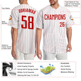 Custom White Red Pinstripe Red Authentic Baseball Jersey